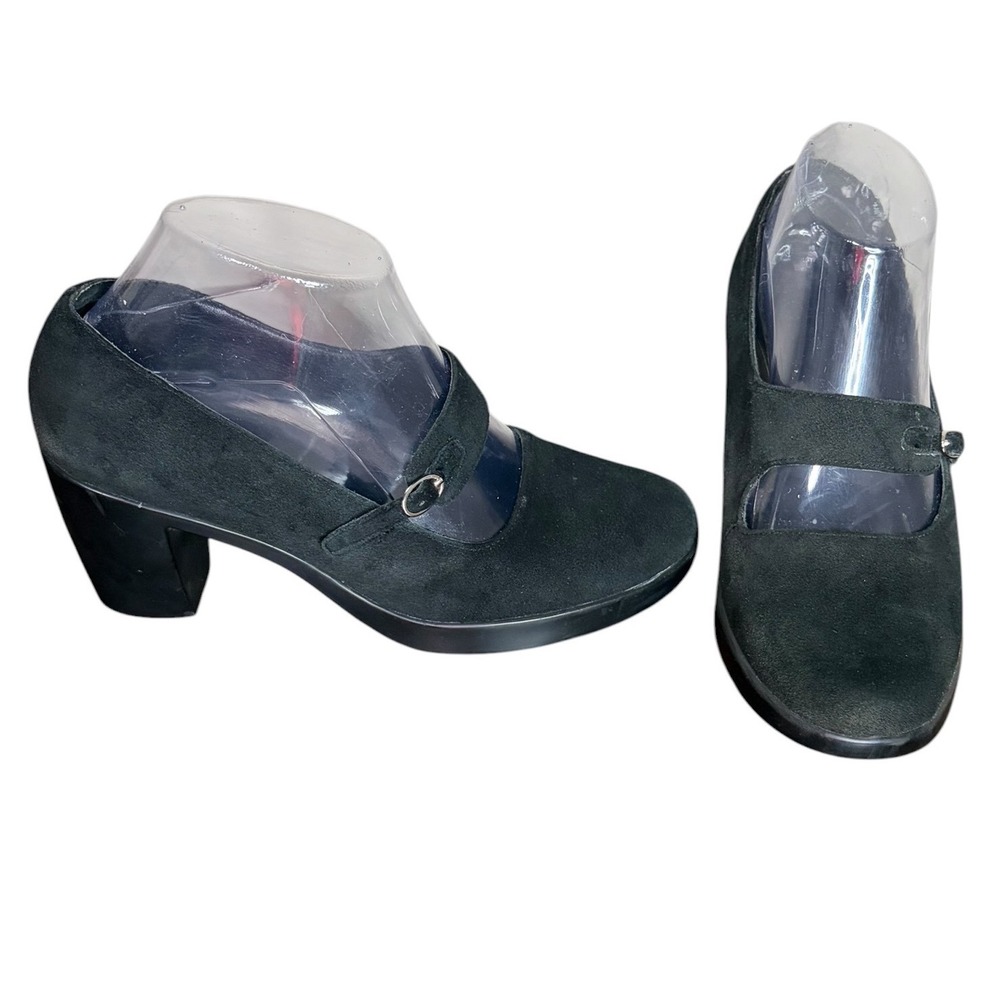 Dansko Black Suede Mary Jane Pumps Block Heel Professional Women's Size 6.5-7